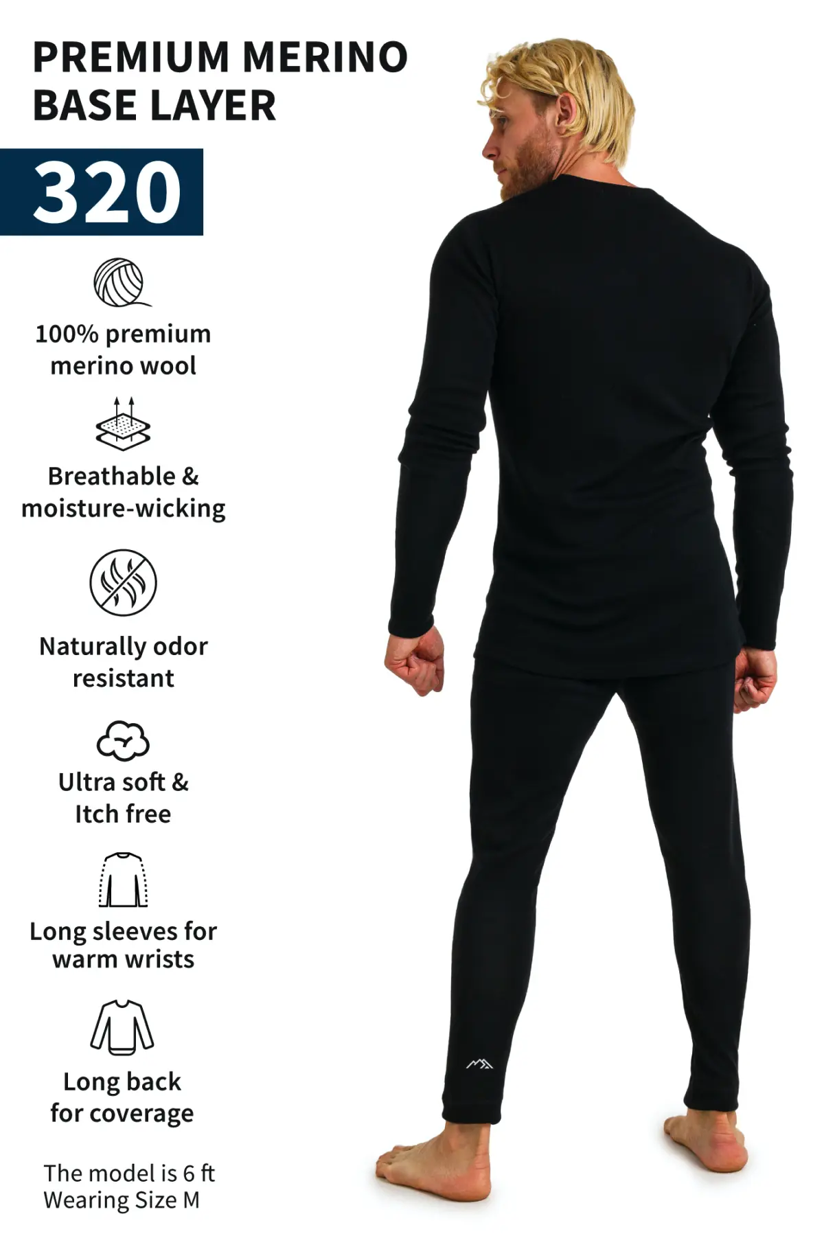 Men's Merino Thermal Set 320 Black - Image 4