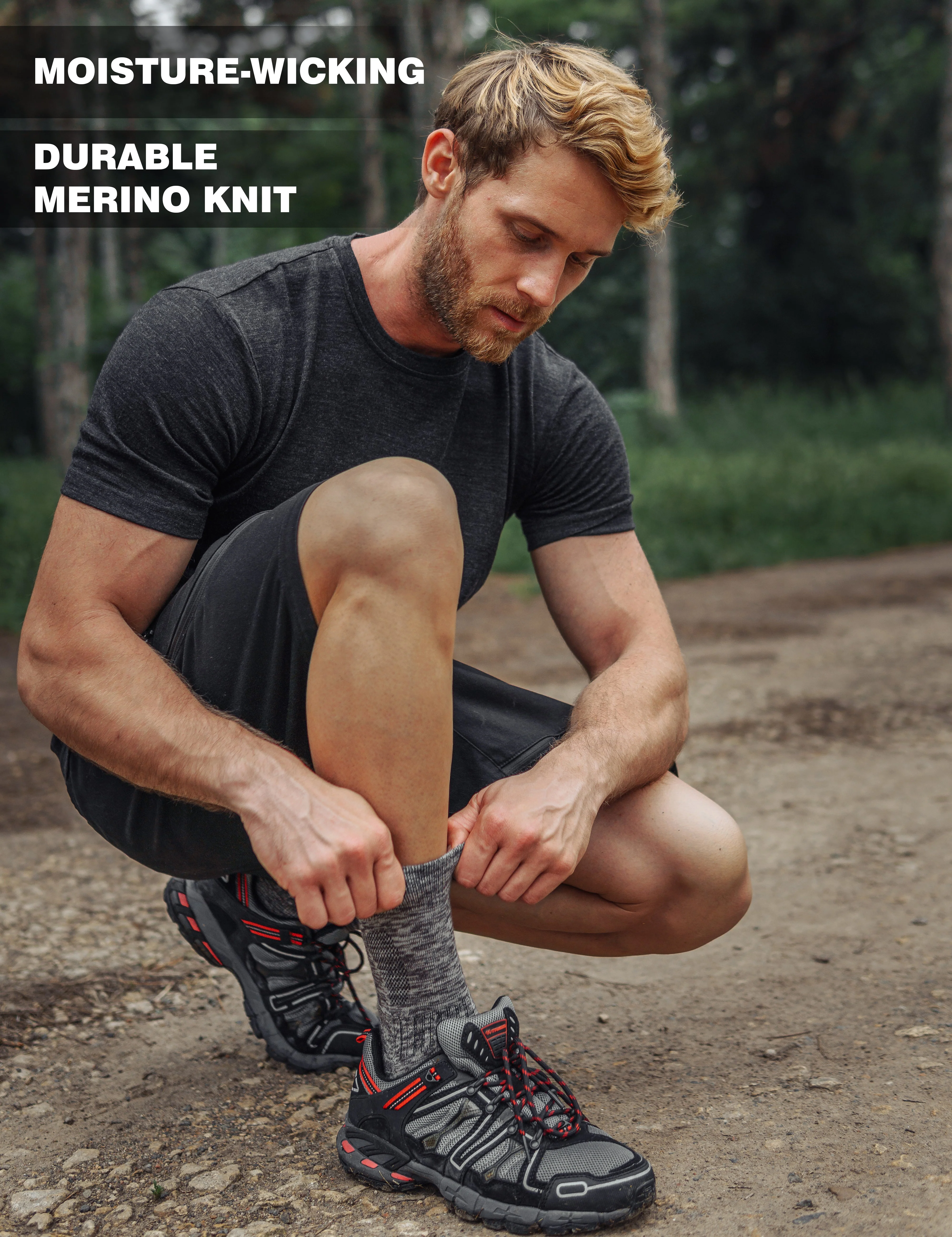 Merino Wool Hiking Socks - (Pack of 2) Black Marble - Image 4
