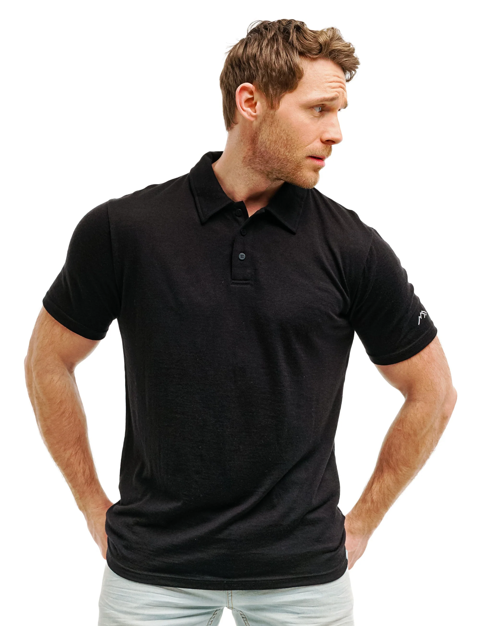 Men's Merino Polo 180 Black - Image 3