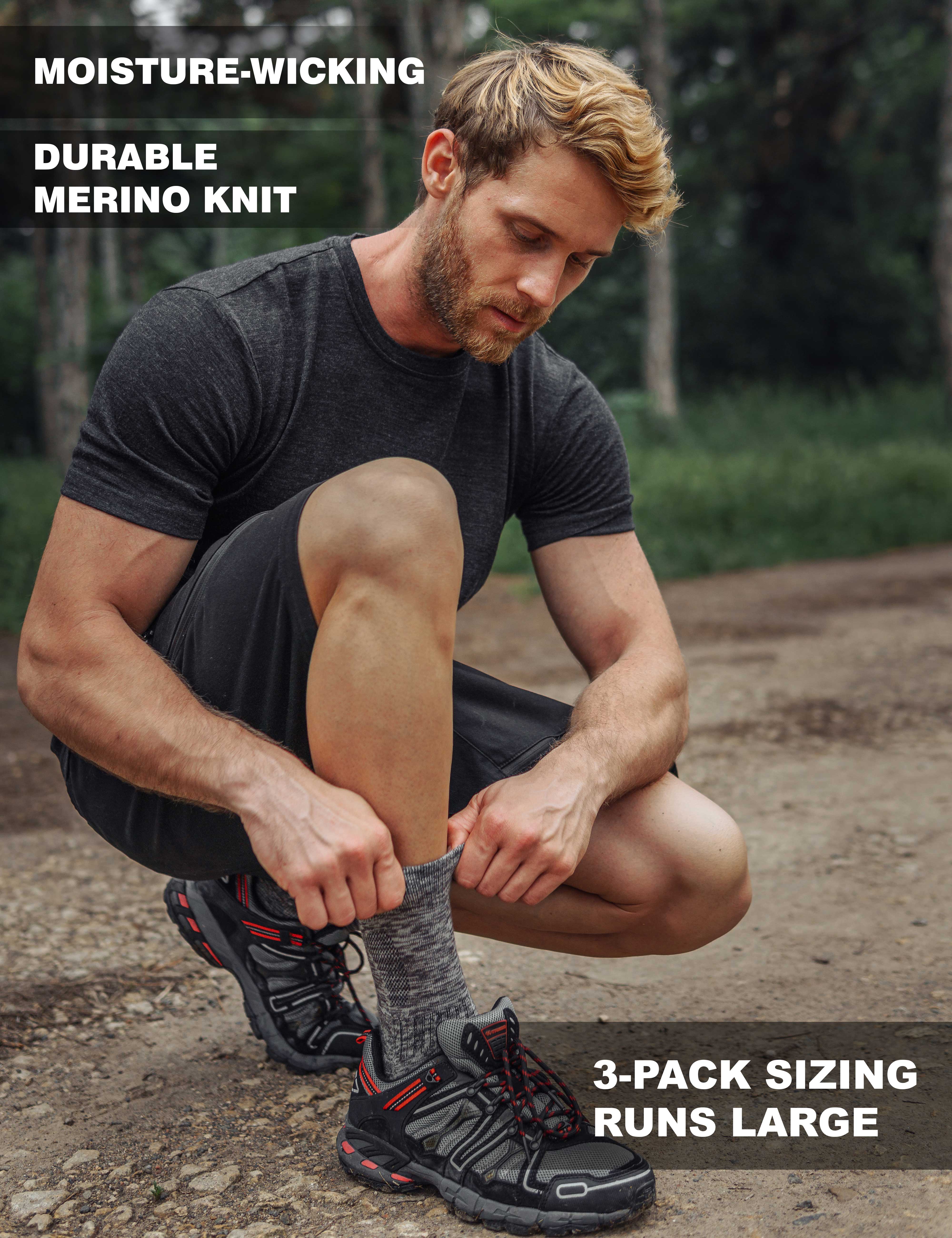 Merino Wool Hiking Socks - (Pack of 3) Dark Green - Image 4