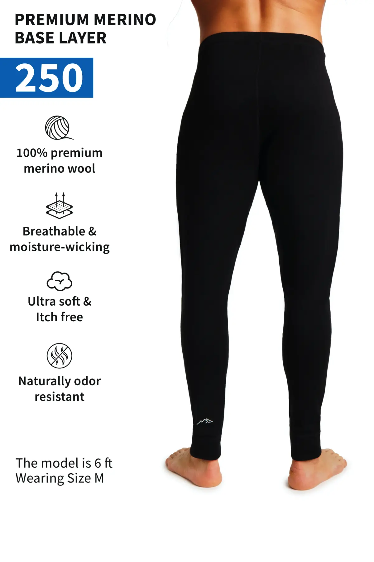 Men's Merino Pants 250 Black - Image 4