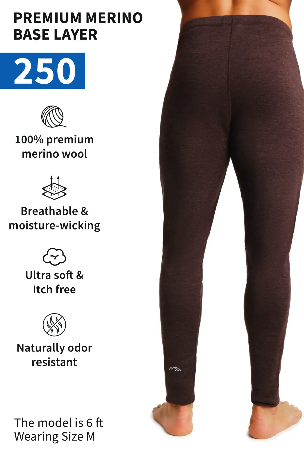 Men's Merino Pants 250 Chocolate - Image 4