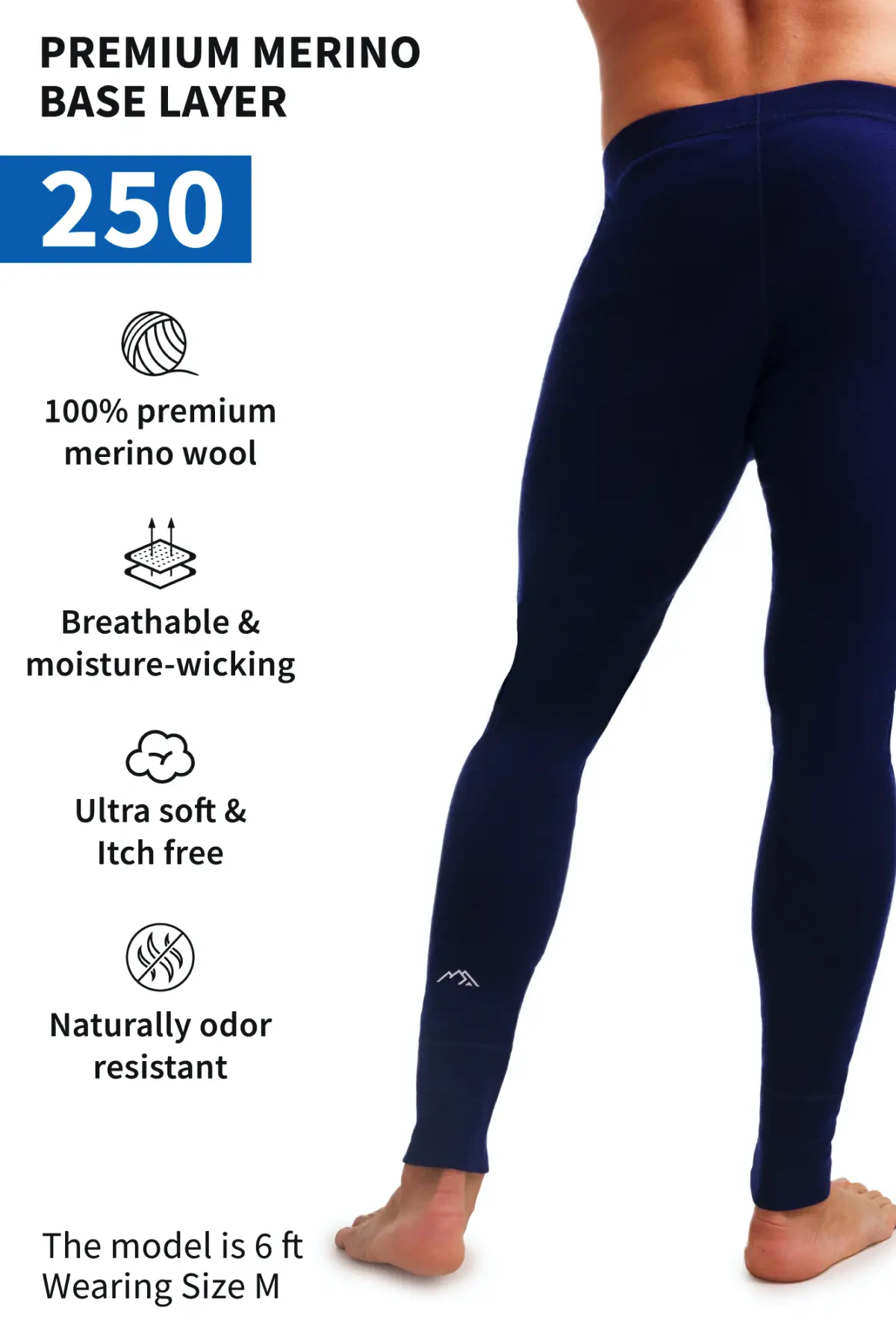 Men's Merino Pants 250 Navy - Image 4