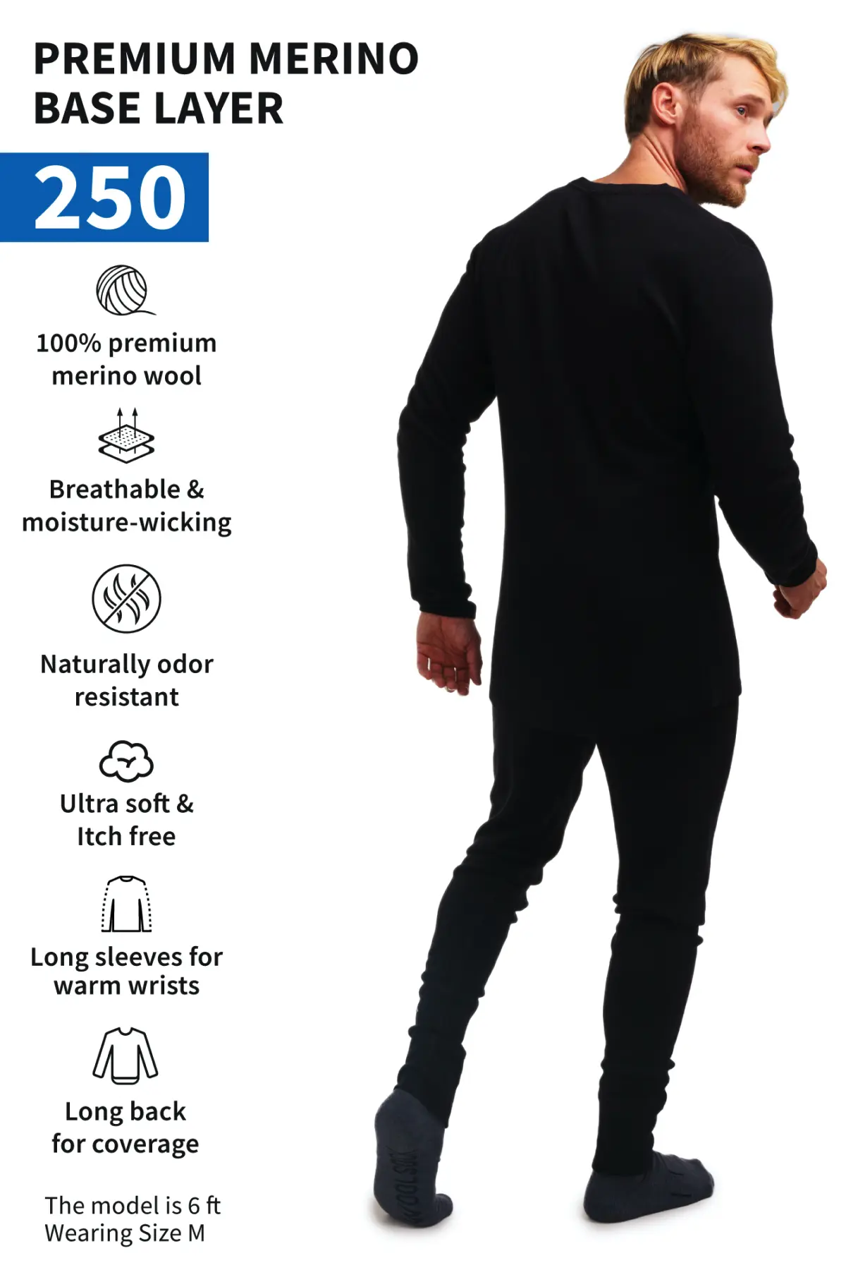 Men's Merino Thermal Set 250 Black - Image 3