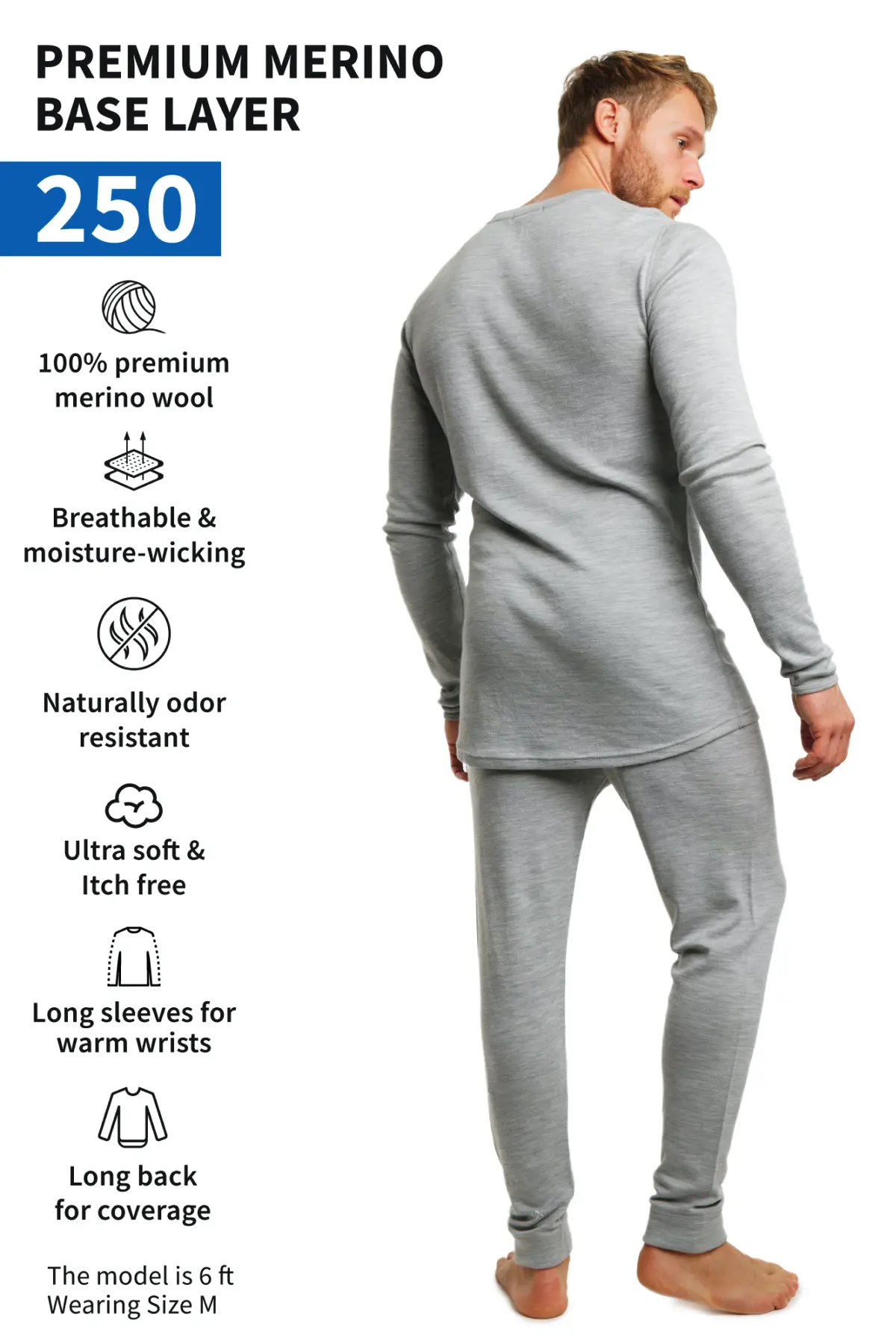 Men's Merino Thermal Set 250 Heather Grey - Image 4