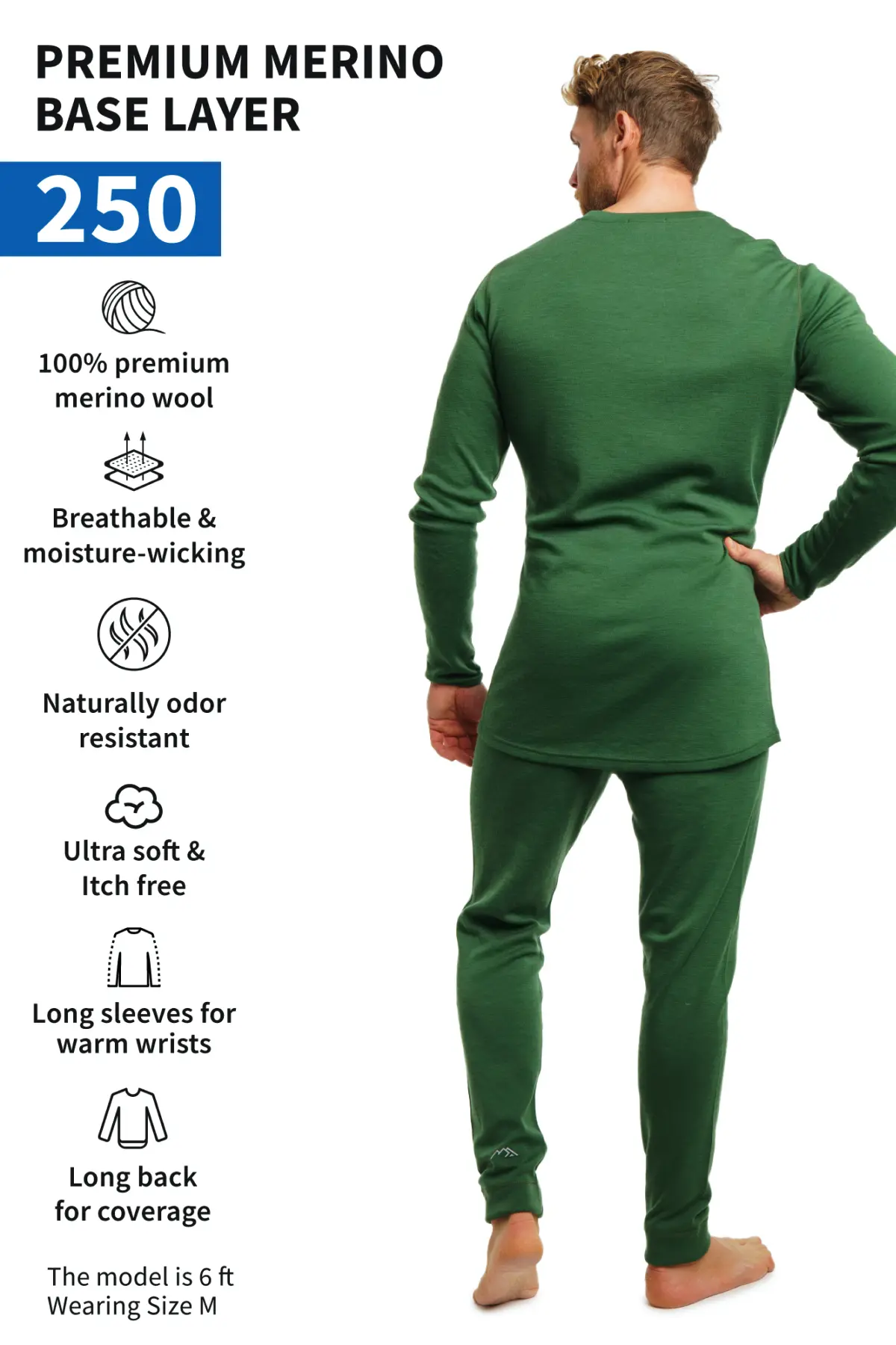 Men's Merino Thermal Set 250 Olive - Image 4