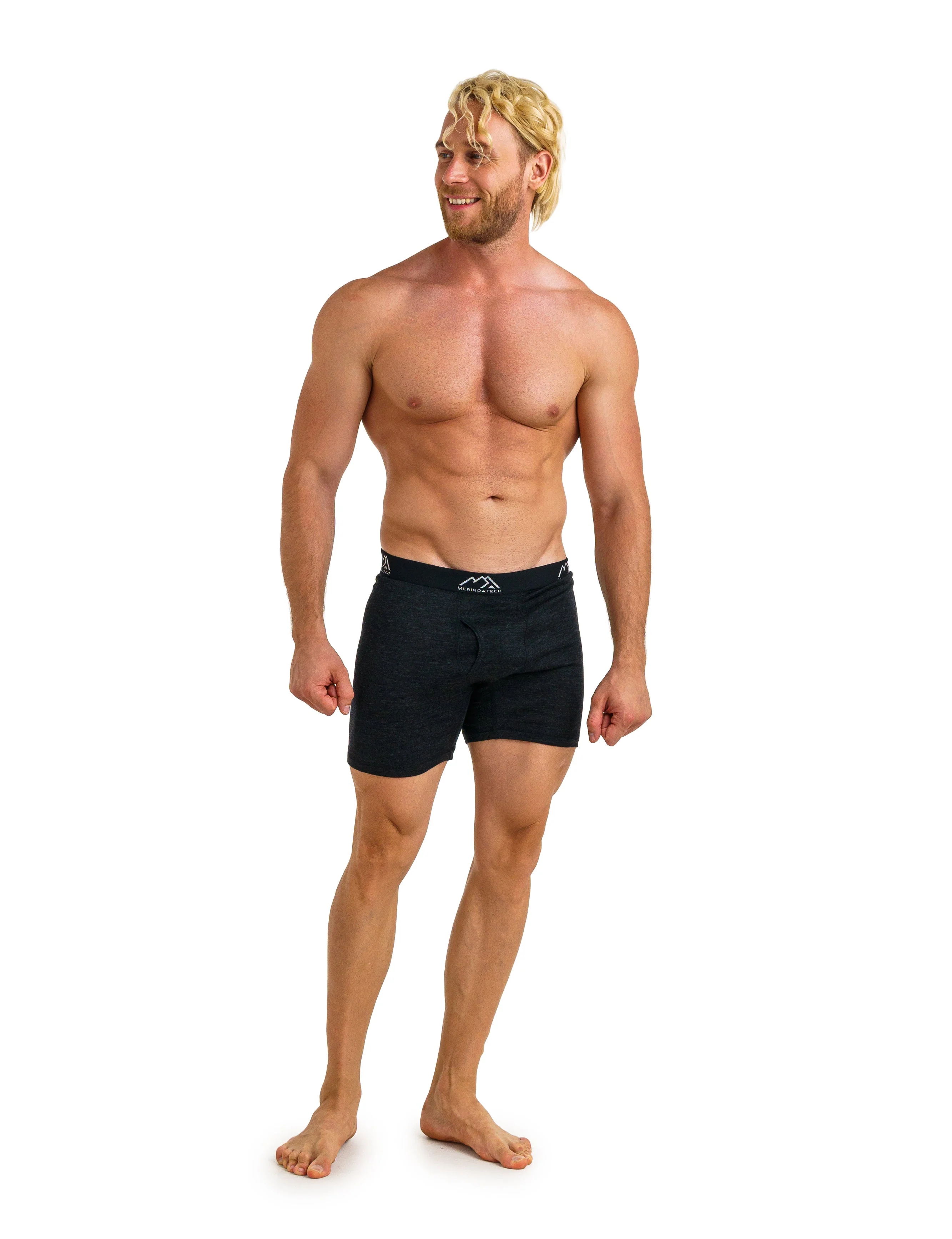 Men's Merino Boxers 190 Brief Heathered Black (2 Pack) - Image 4