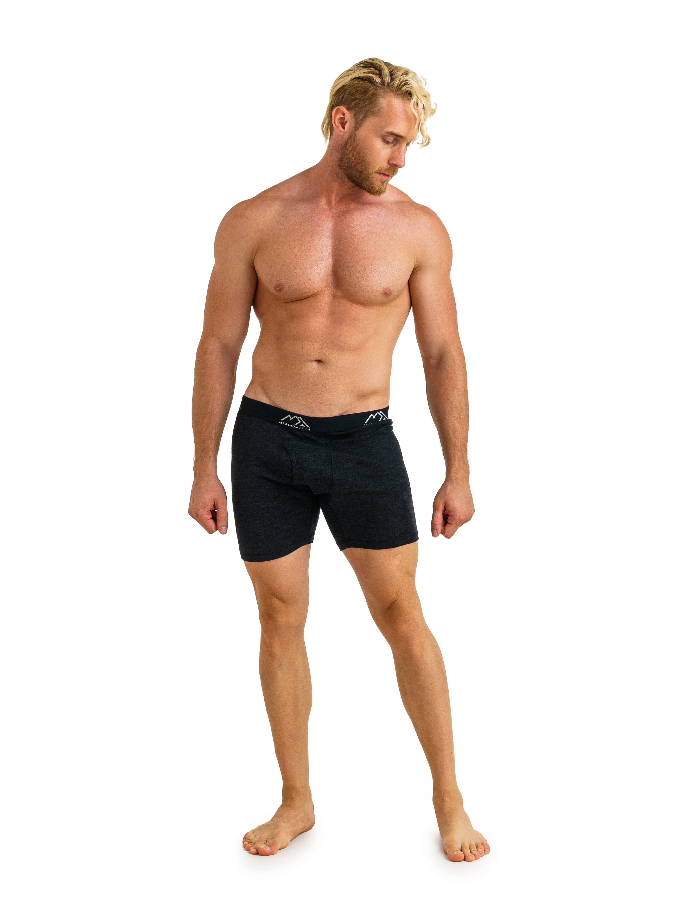 Men's Merino Boxers 190 Brief Heathered Black (2 Pack) - Image 5