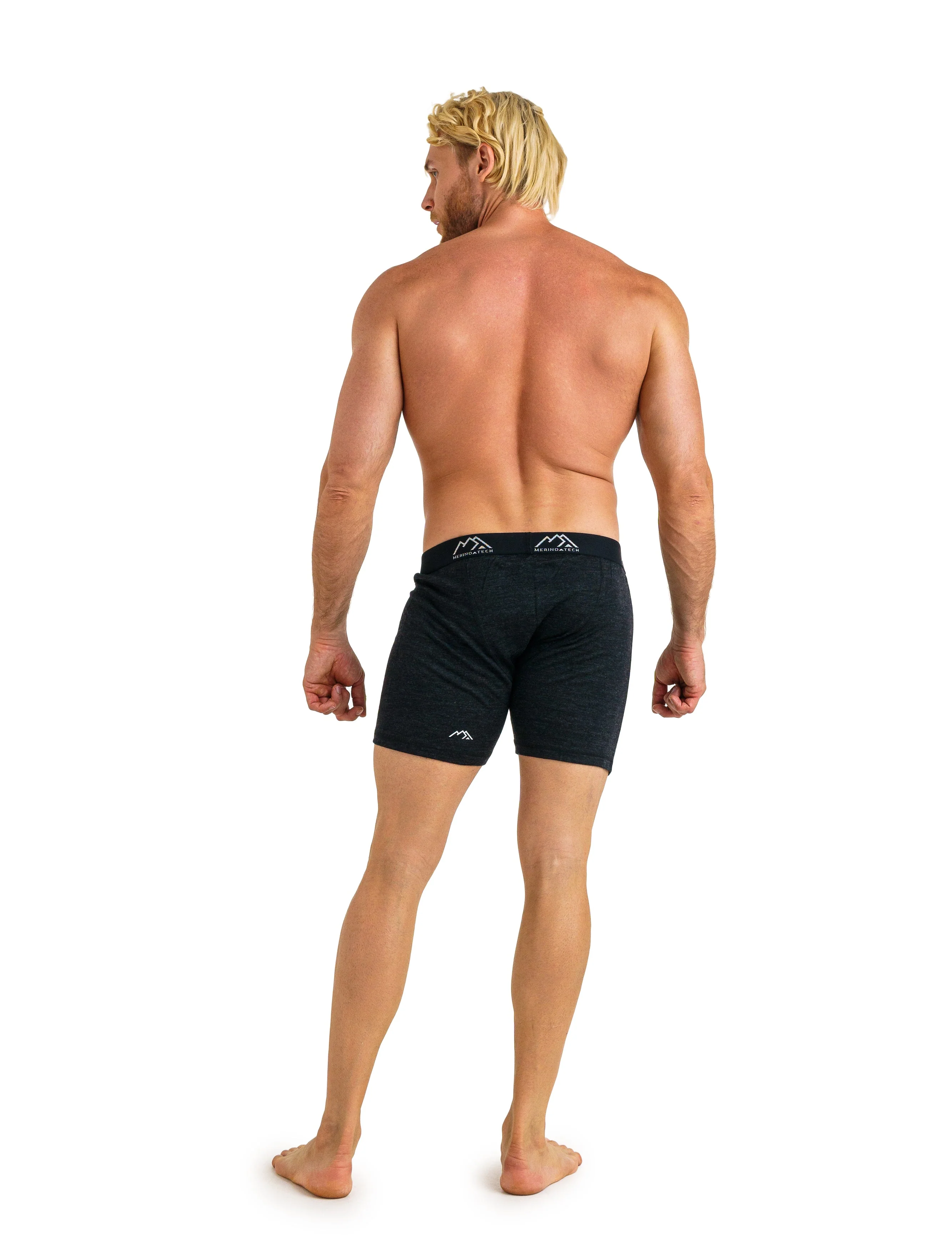 Men's Merino Boxers 190 Brief Heathered Black (2 Pack) - Image 7