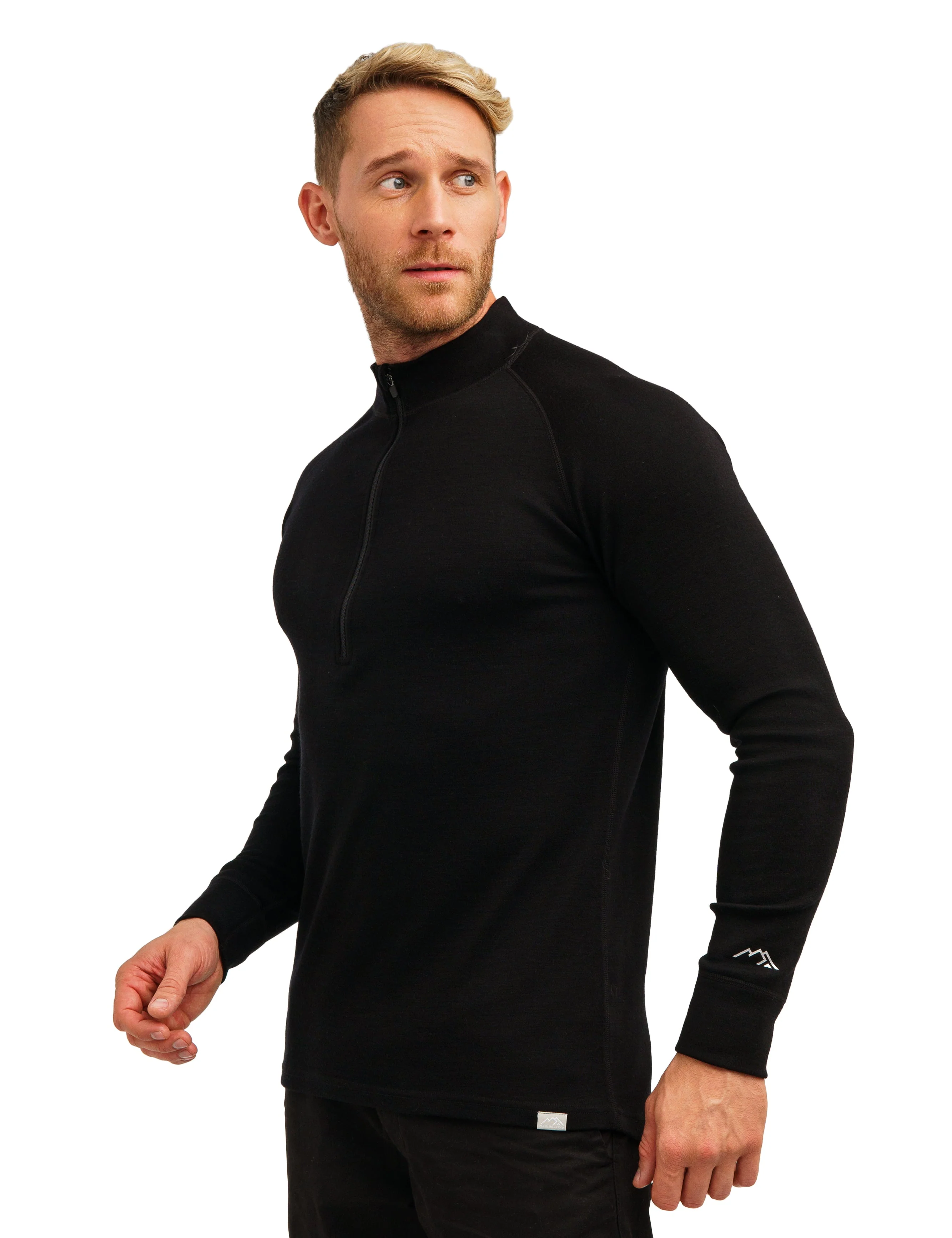 Men's Merino Half Zip Long Sleeve 250 Black - Image 3