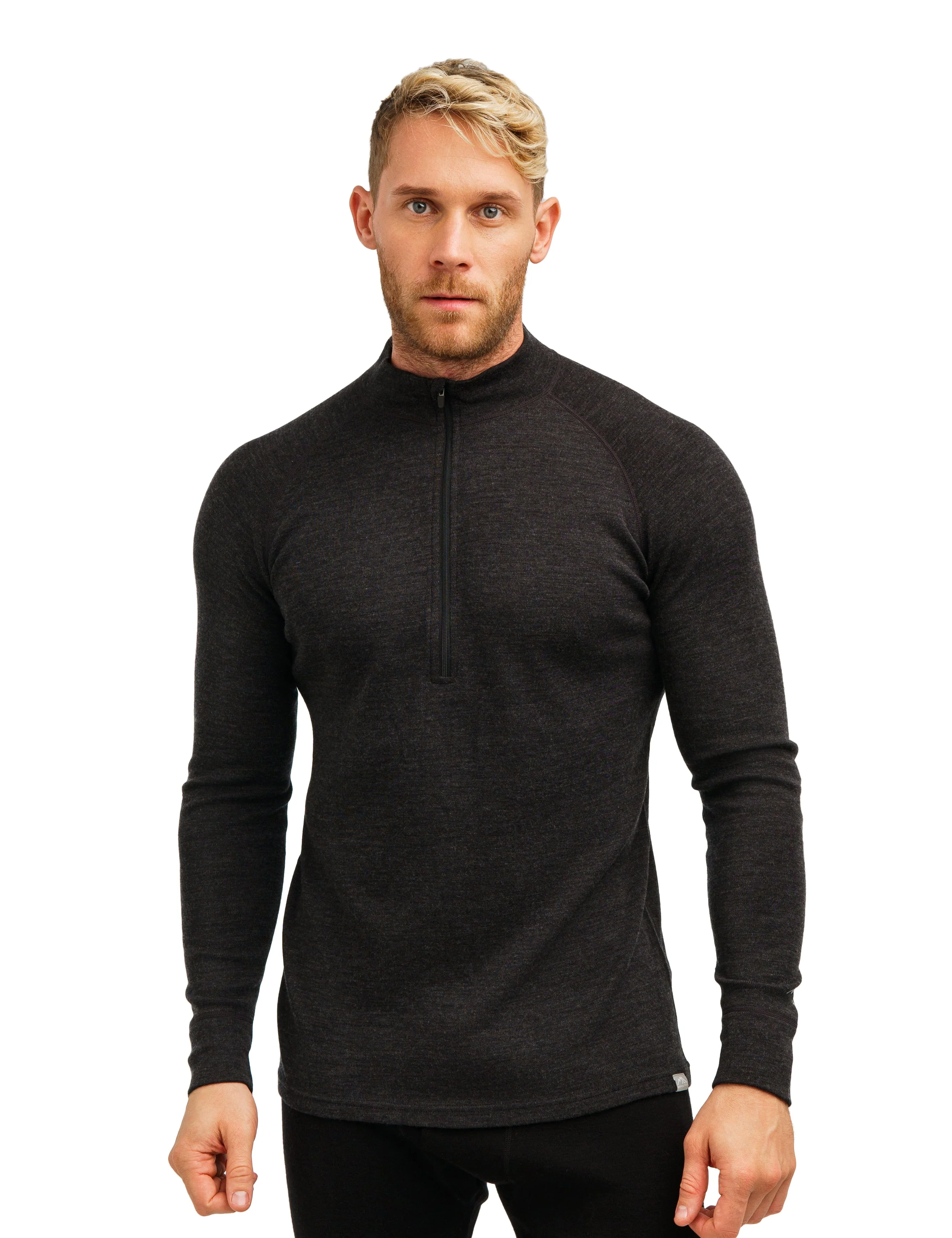 Men's Merino Half Zip Long Sleeve 250 Charcoal Gray