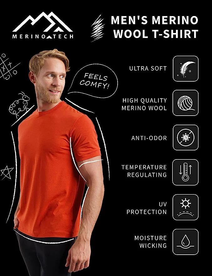 Men's Merino T-shirt 180 Bordo Wine (+socks) - Image 4