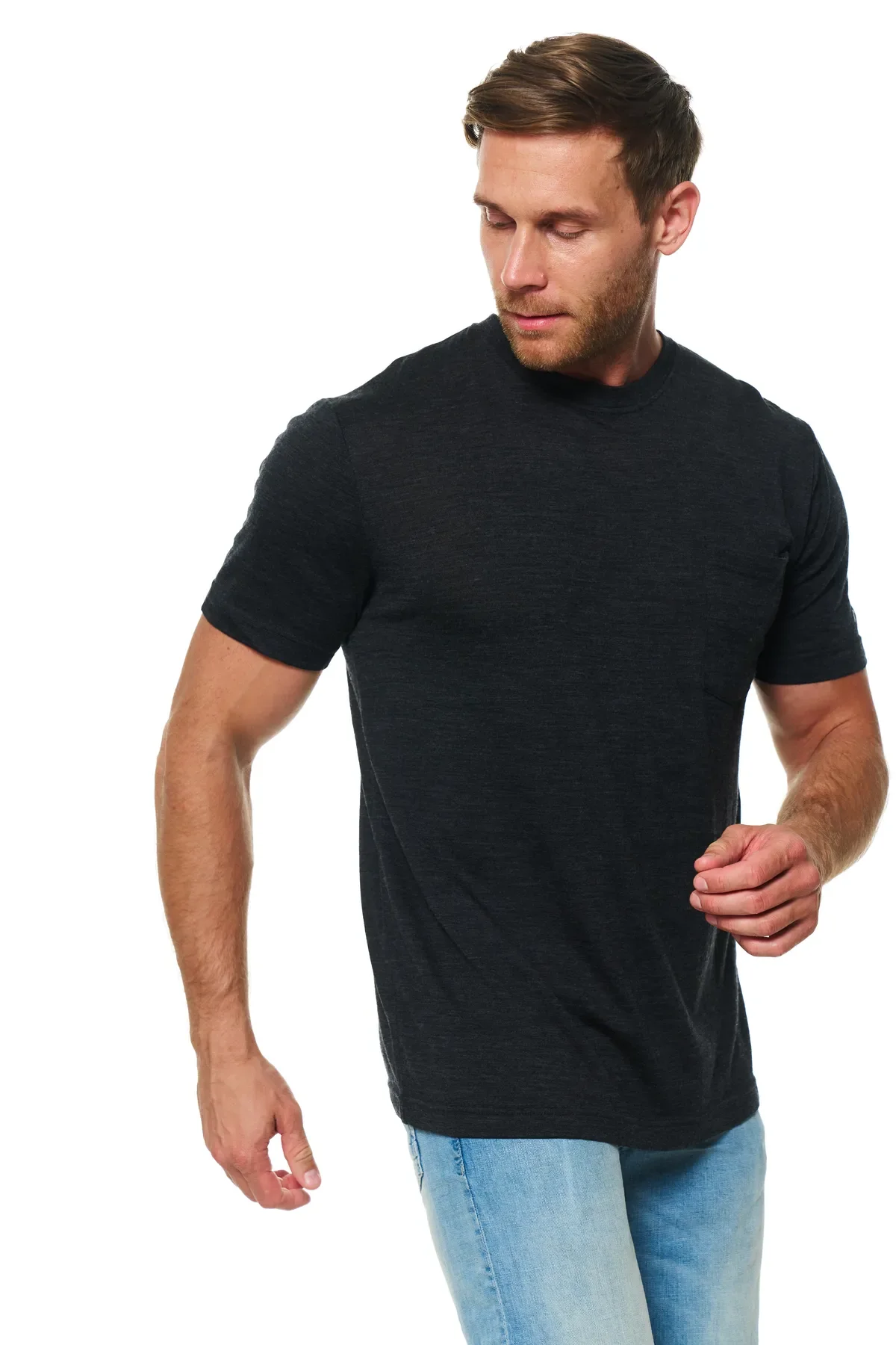 Men's Merino Wool Charcoal Pocket T-Shirt - Image 6