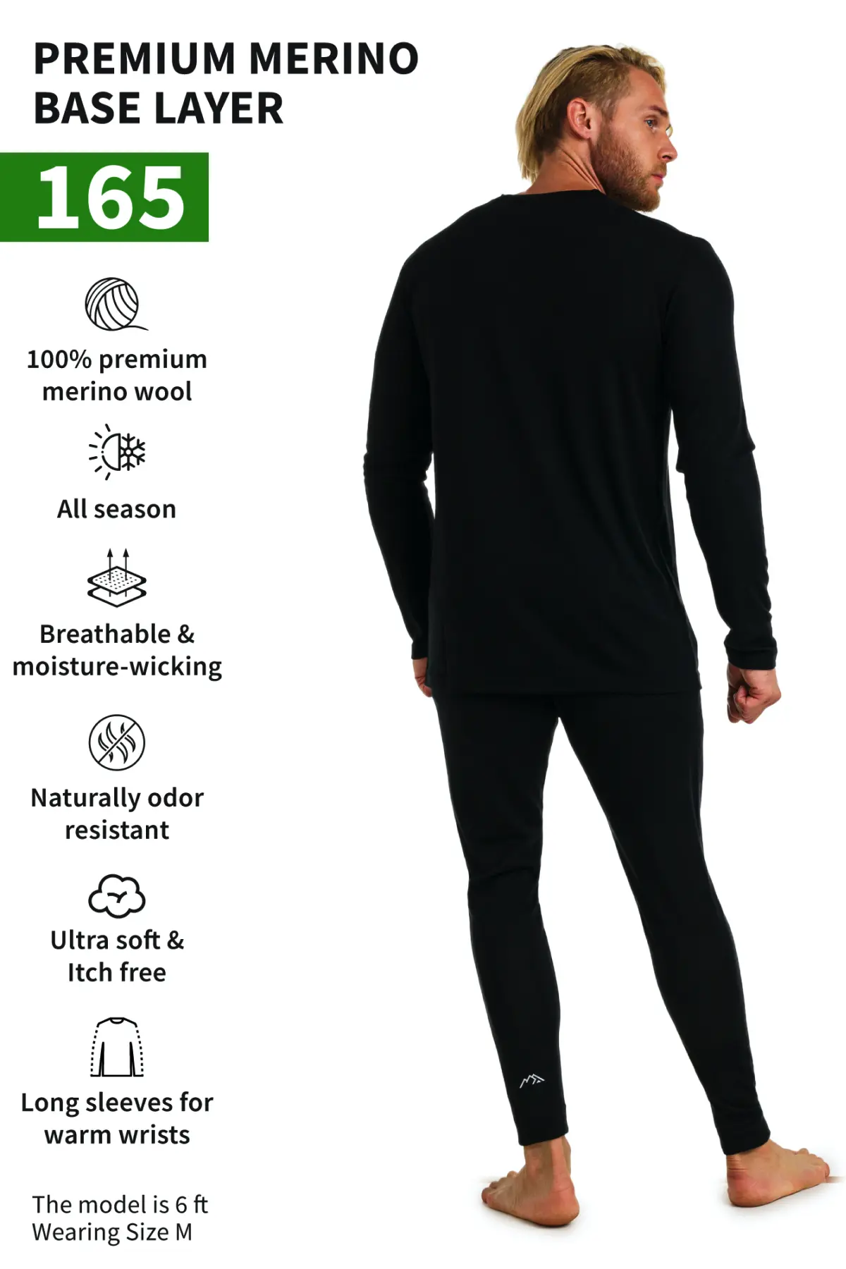Men's Merino Thermal Set 165 Black - Image 4