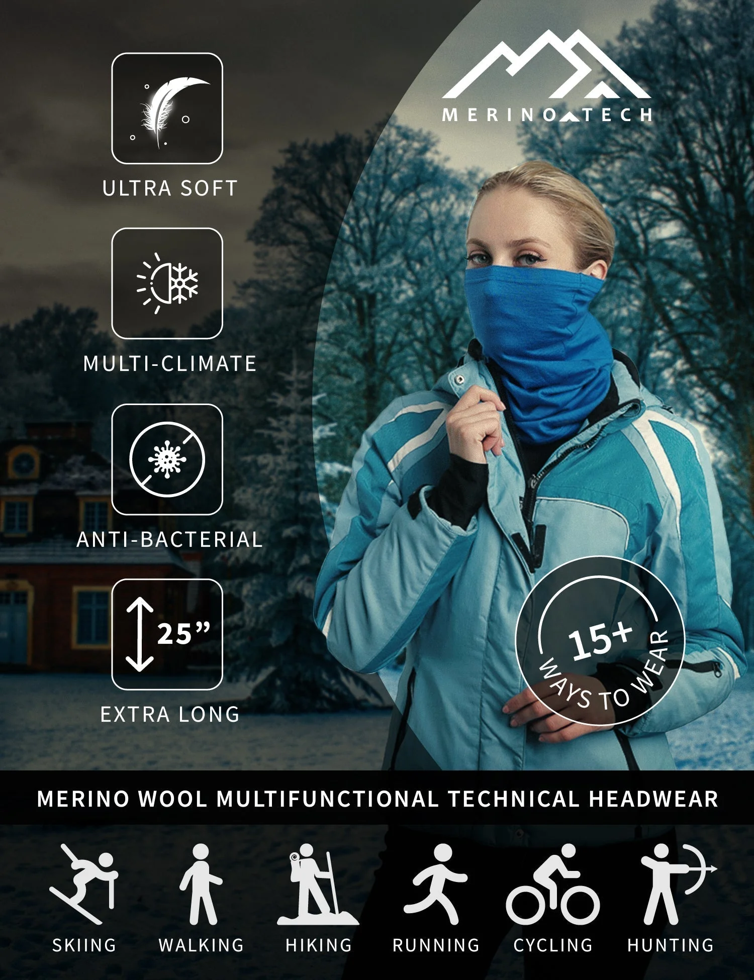 Merino Neck Gaiter 165 Lollipop Purple - Image 5