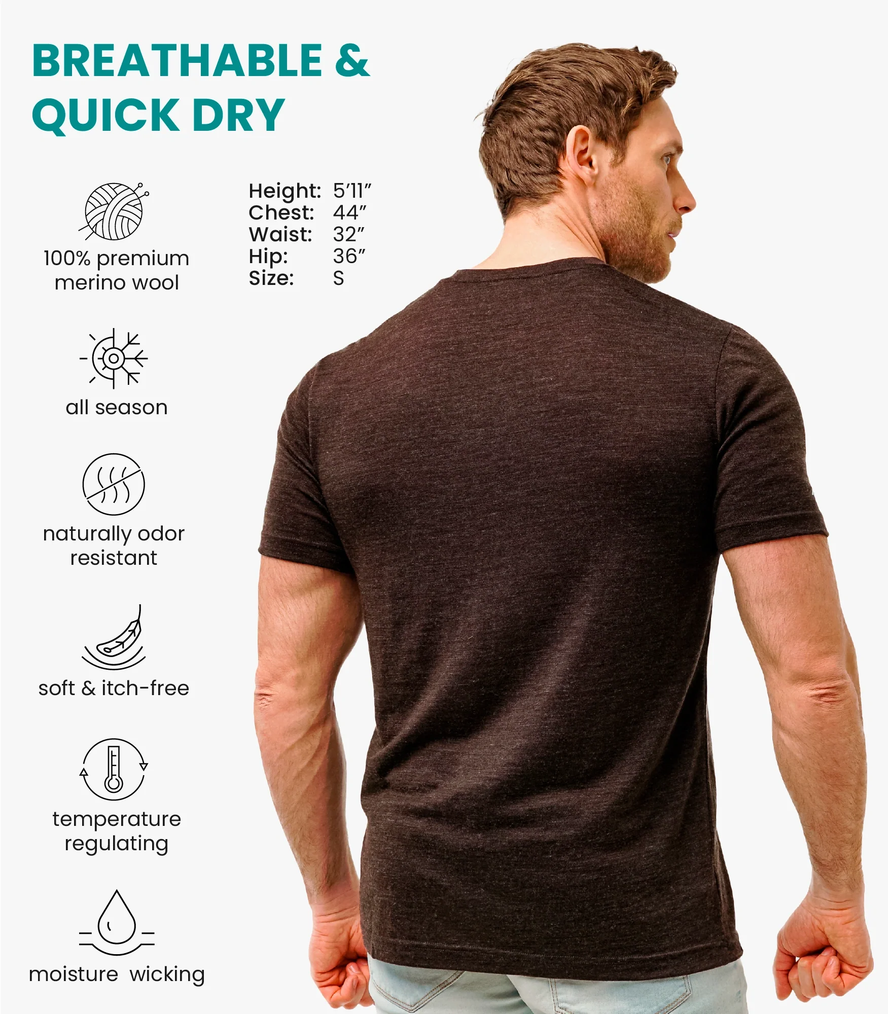 Men's Merino T-shirt 180 Metal Grey (+socks) - Image 4