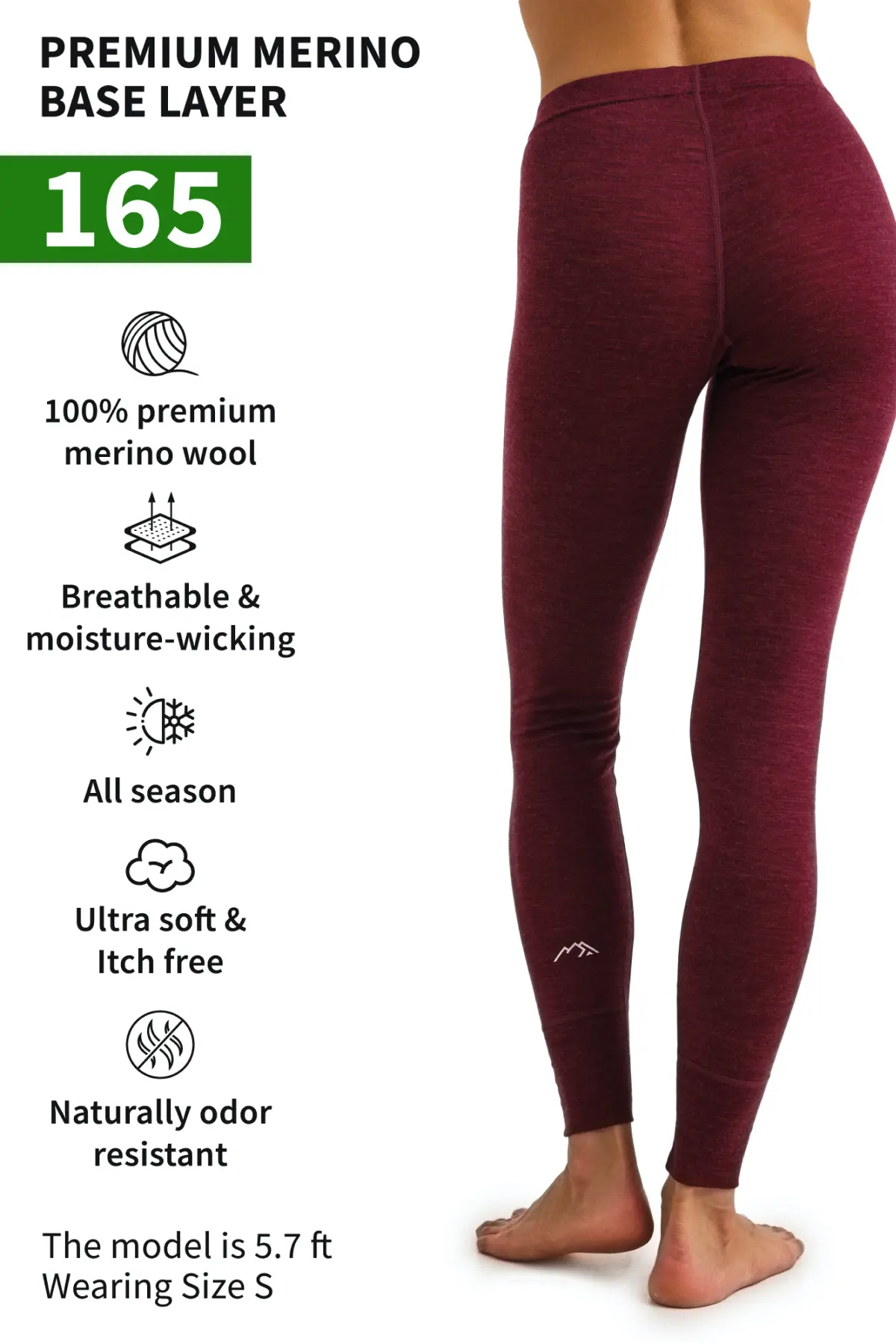 Women's Merino Pants 165 Burgundy - Image 4