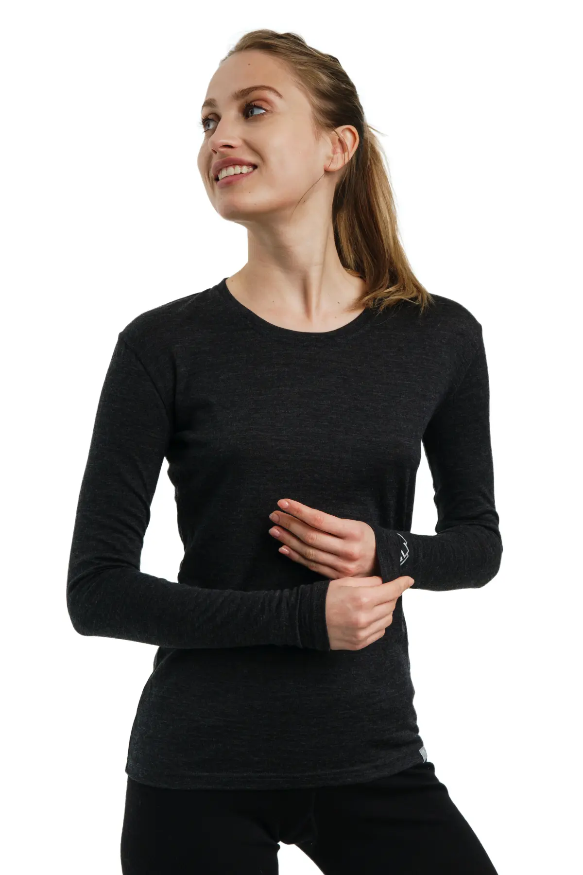 Women's Merino Long Sleeve 165 Charcoal - Image 3