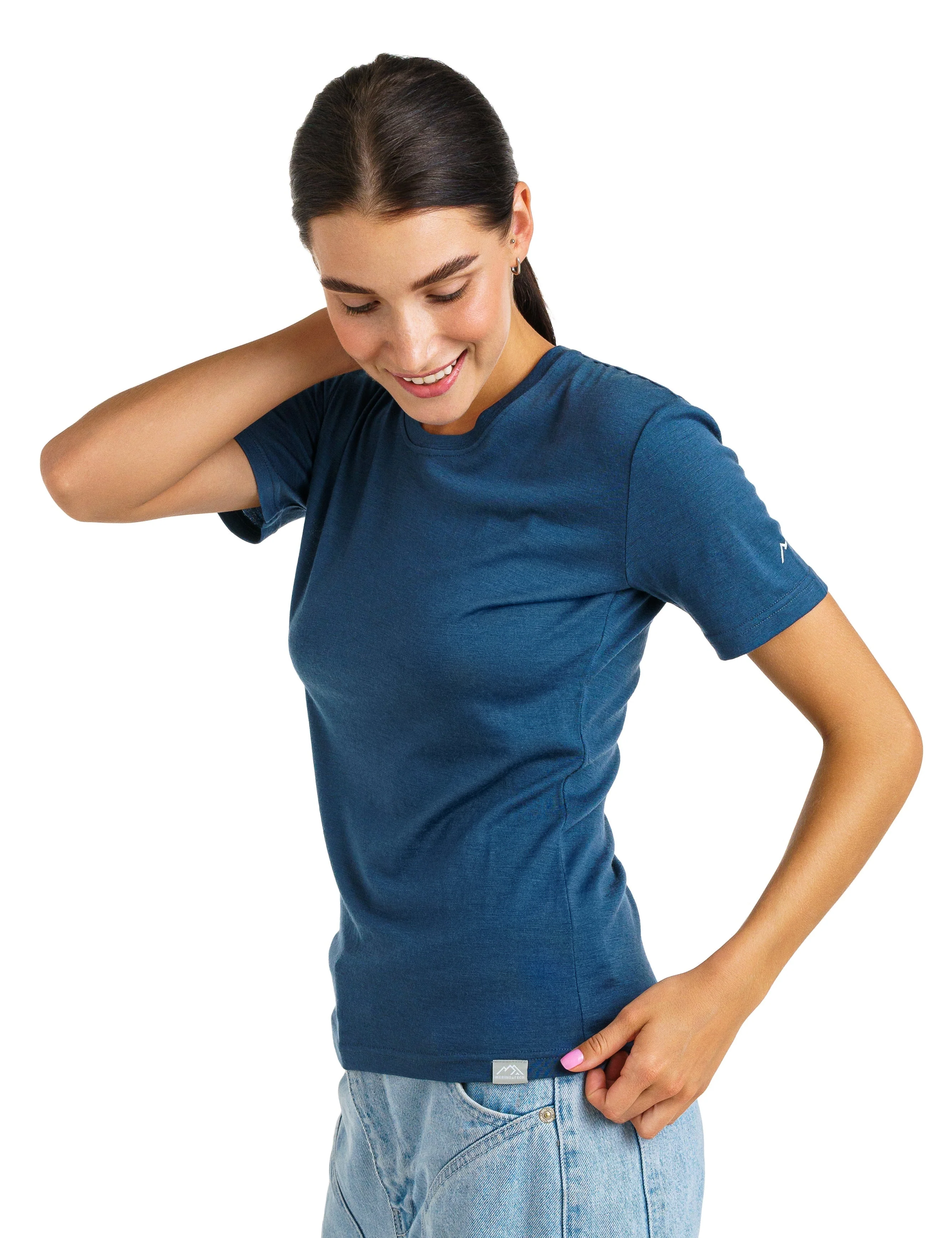 Women's Merino T-shirt 180 Denim | Crewneck - Image 3