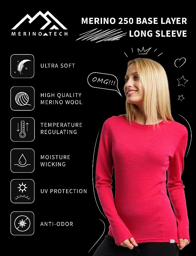 Women's Merino Long 250 Nordic Tale Berry - Image 3