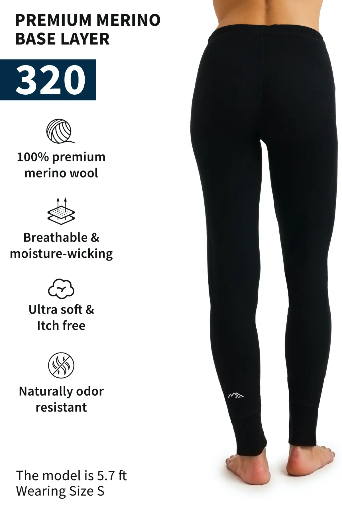 Women's Merino Pants 320 Black - Image 4