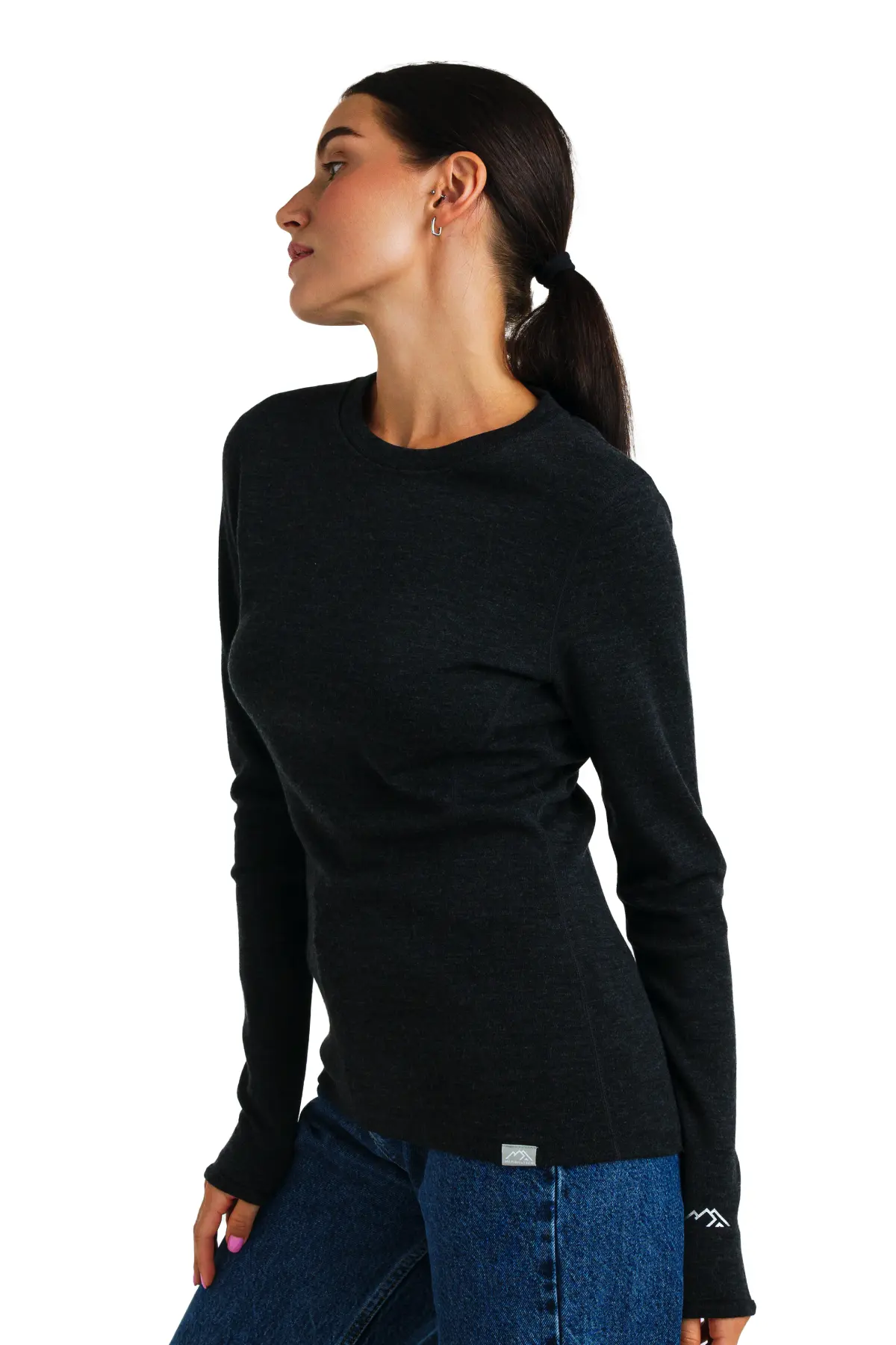Women's Merino Long Sleeve 320 Charcoal Grey - Image 3