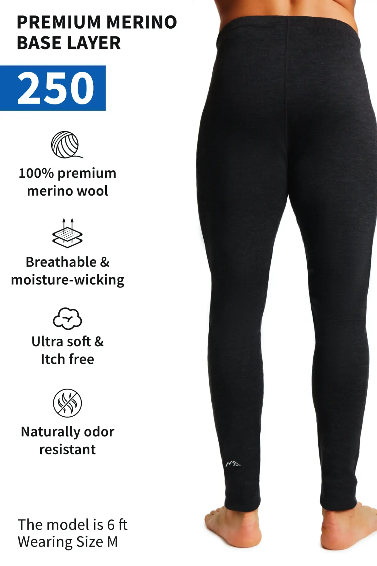 Men's Merino Pants 250 Charcoal Grey - Image 3