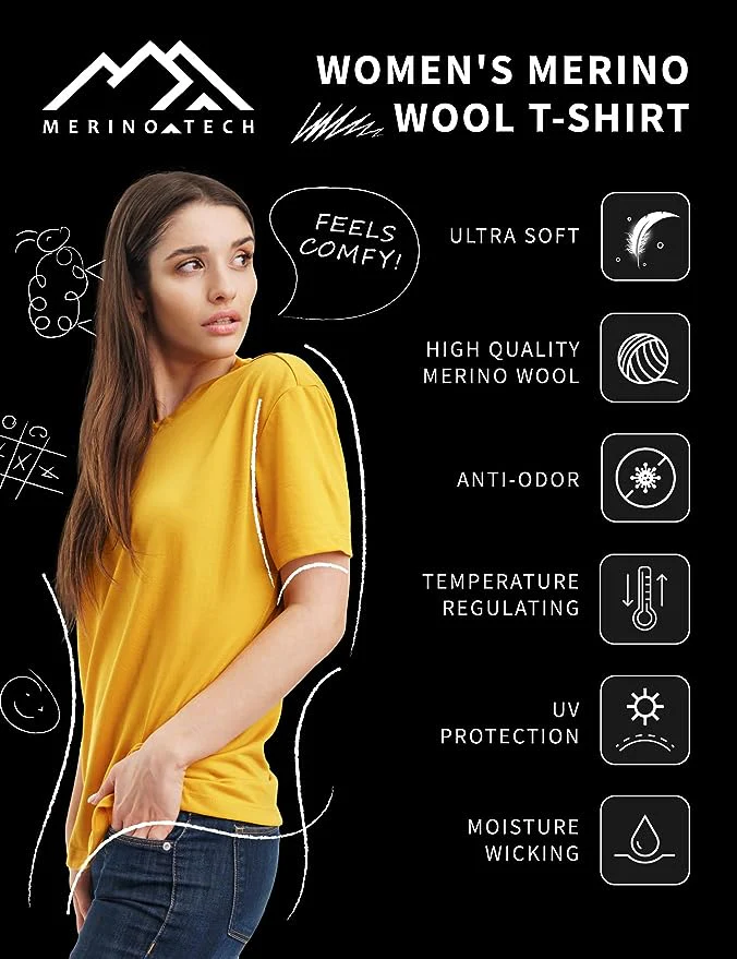 Women's Merino T-shirt 180 Heathered Black | Crewneck (+socks) - Image 4