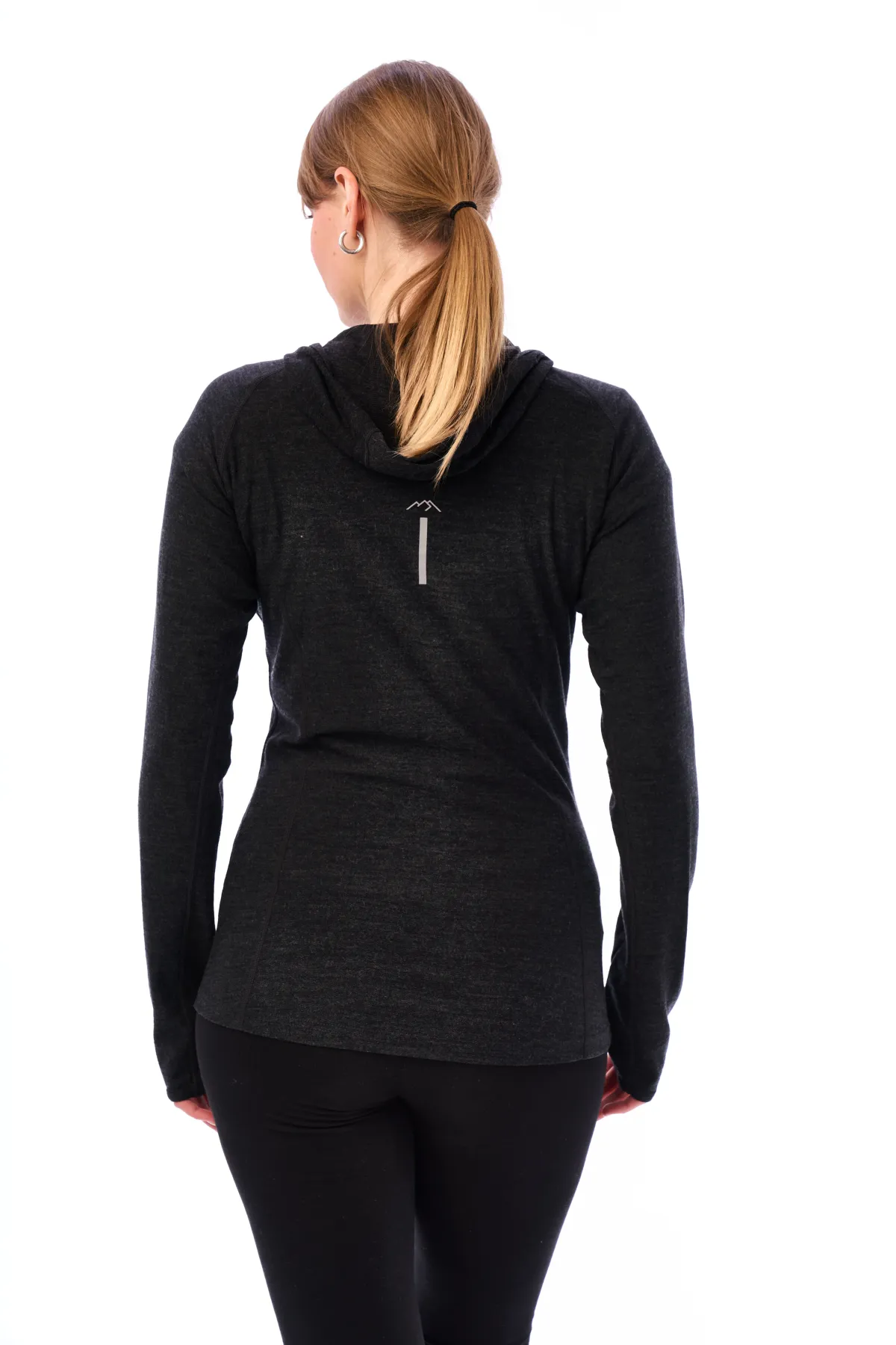 Women's Merino Wool Half Zip Hoodie 190 Charcoal Grey - Image 6