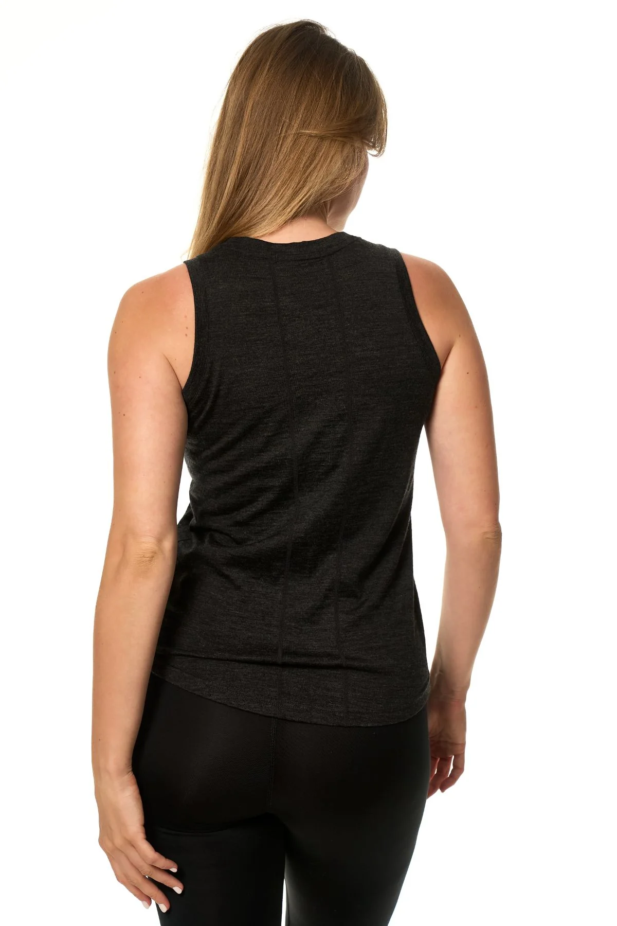 Women's Merino Wool Highneck Tank Top Charcoal - Image 2